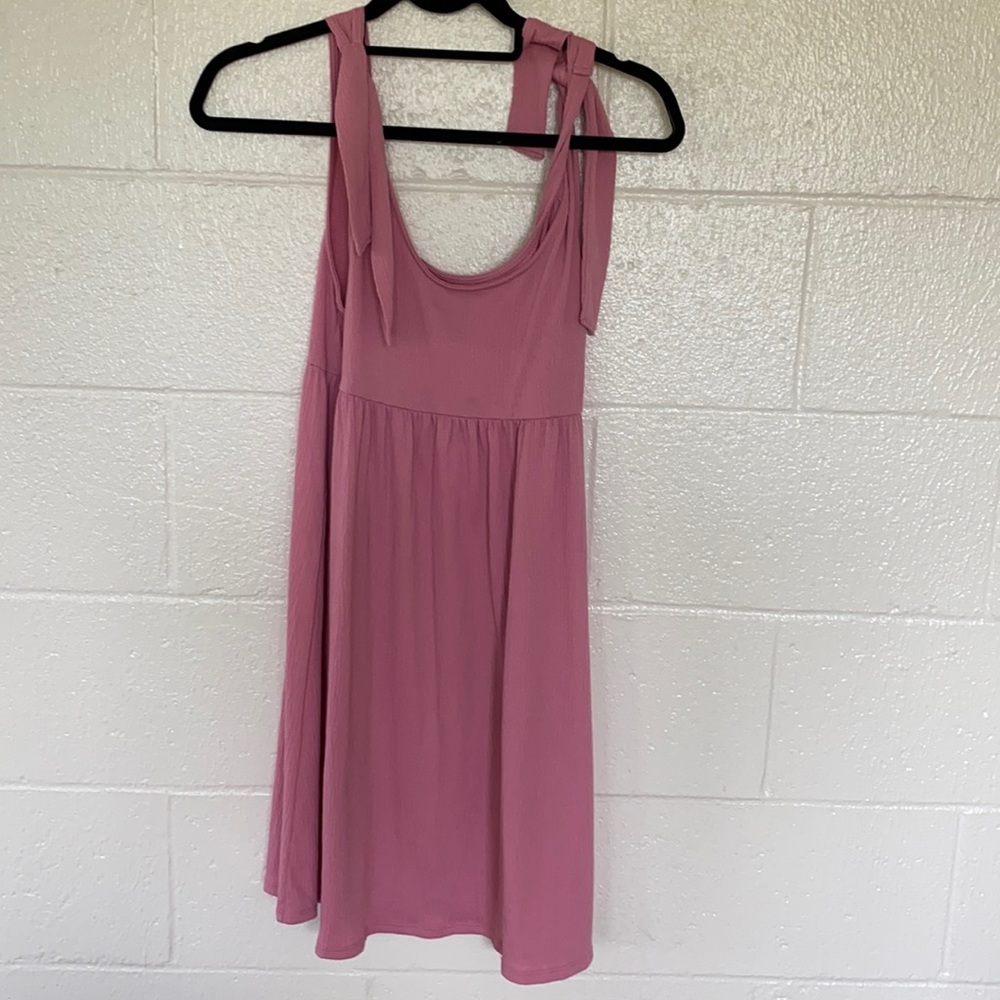 Pink tie shoulder dress